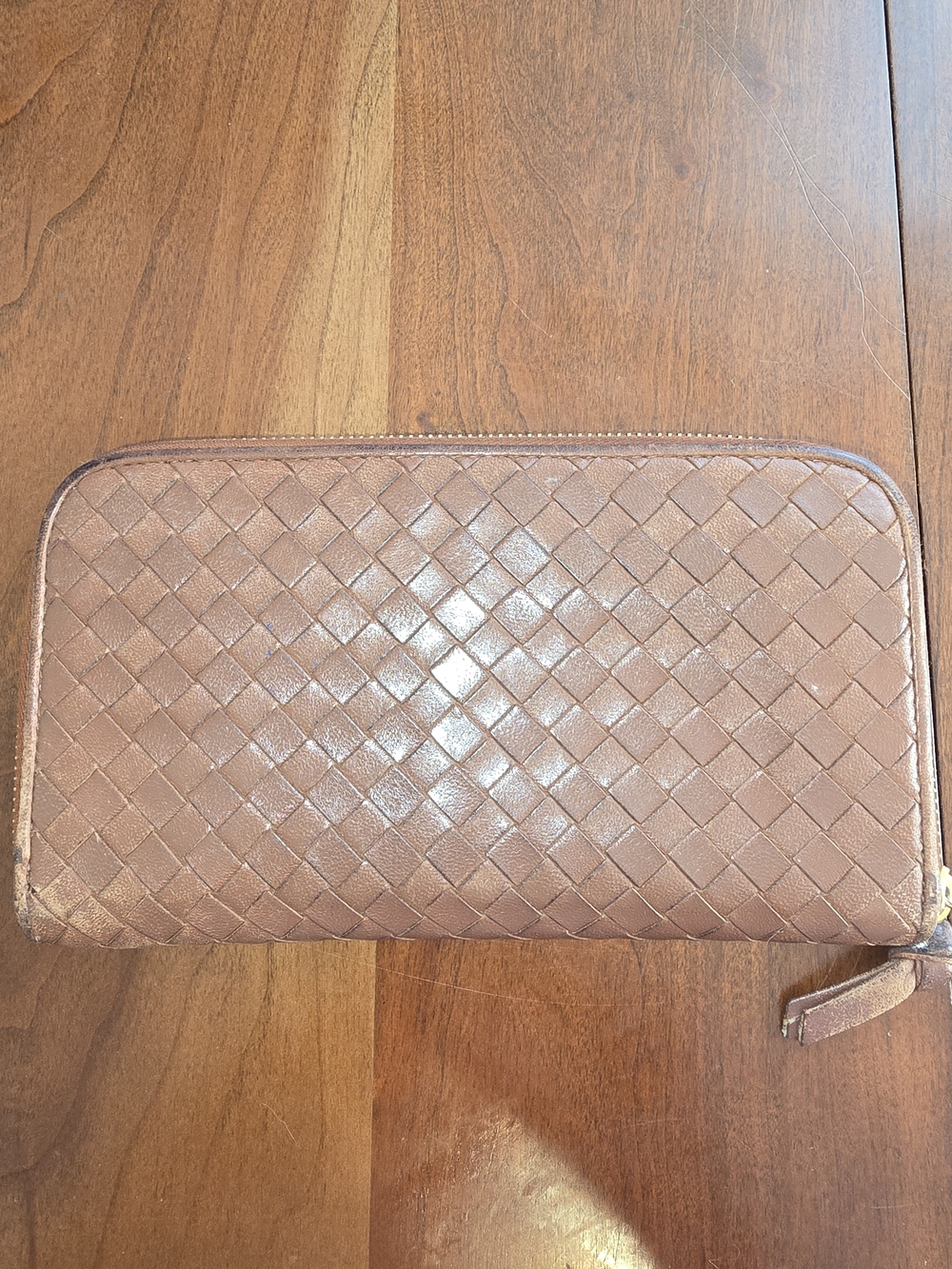 Genuine Bottega Veneta Woven Zip-Around NAPPA Leather Intrecciato Wallet, EUC
